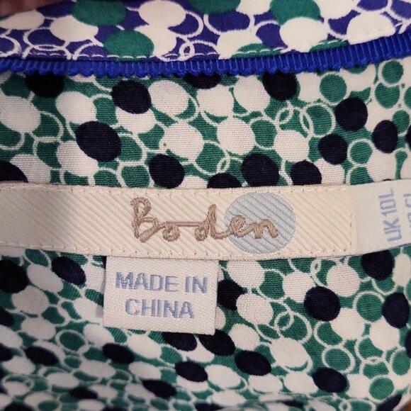 Boden Mollie Dress Dot Print Blue, White and Green Quarter Length Sleeve 6L - Picture 7 of 11